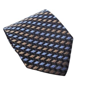 Michael Kors | Black Chevron Silk Tie with Blue & Brown Accents